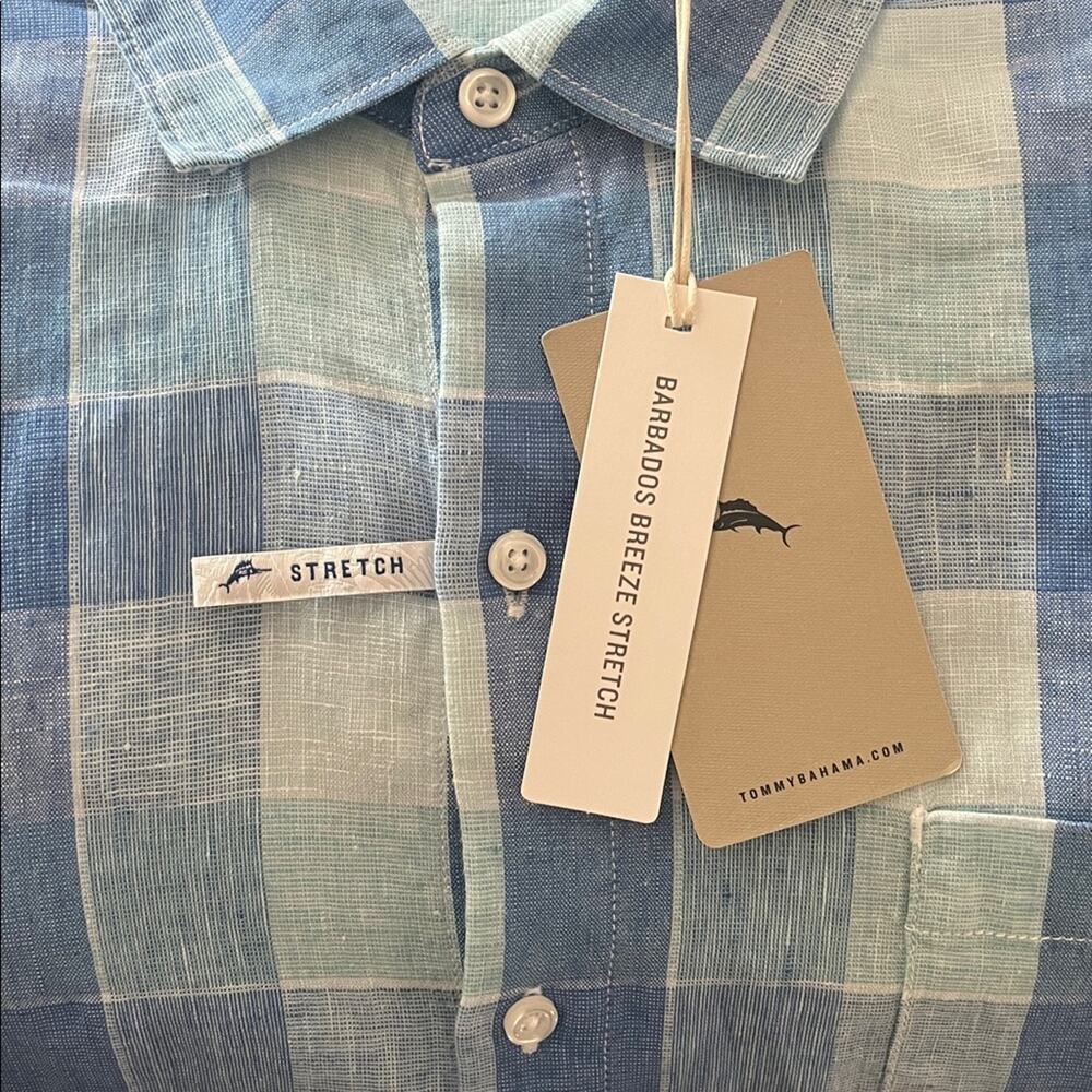 Tommy Bahama BARBADOS BREEZE BEACH DAY CHEKshirt in Palace Blue Size XL - Picture 4 of 4
